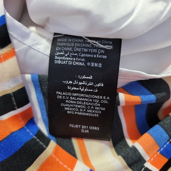 NWT Bebe Striped Halter Romper V Neck Gold Metal Trim Back Zip Size Small - Picture 10 of 15